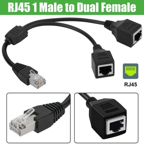 ShineBear 1 to 2 Socket LAN Ethernet Network RJ45 Plug Splitter Extender Adapter Connector Cable Extension Cables for Switch ADSL Router Cable Length: 32cm 